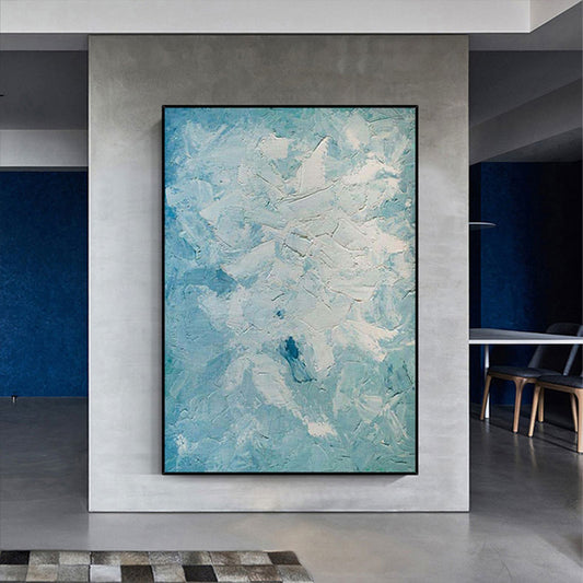 Pure Handmade Oil Painting Simple Abstract Wave Seascape On Canvas Living Room Modern Background Hanging Mural,31inx47in,No Frame