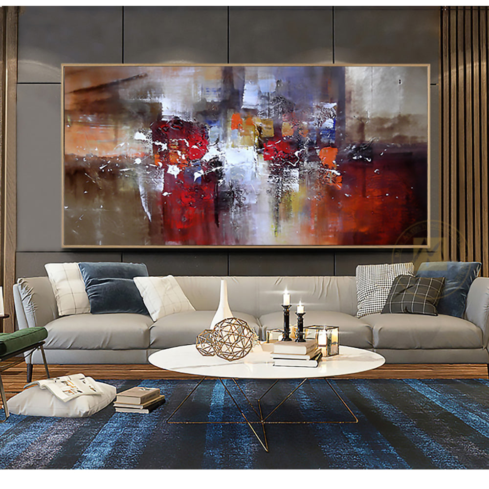 Large Wall Art Acrylic Paintings On Canvas Handmade For Living Room Wall Decorate Hand Painted Abstract,27inx54in,No Frame