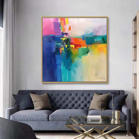 Abstract Handmade Oil Painting Modern Minimalist Home Living Room Decoration Painting,31inx31in,No Frame