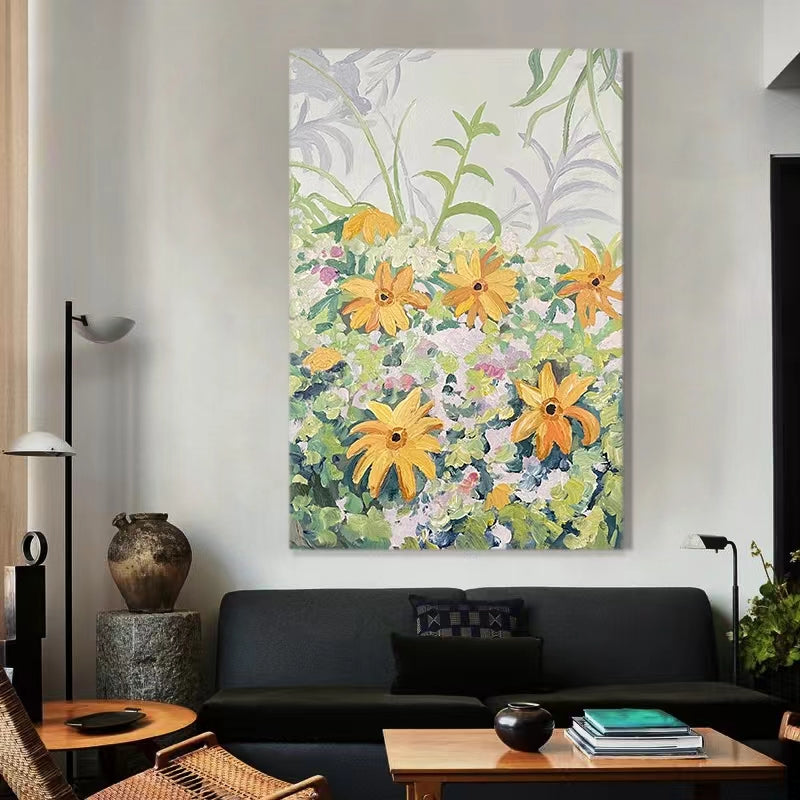 #830Pure Hand painted Art Landscape Flower Oil Painting Living Room Sofa Background Wall Decoration Painting Aisle,31inx47in,No Frame