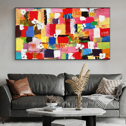 Modern Handpainted Abstract Colourful 3d Oil Painting On Canvas Home Decoration Wall Art Picture For,27inx54in,No Frame