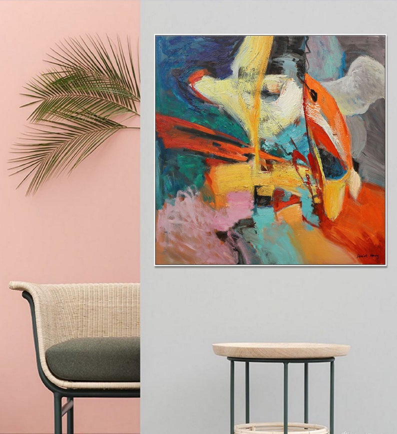 Abstract Oil Painting Abstract Art Dorm Decor Canvas Art Oil Painting Large Oil Painting Wall Art Modern Painting Abstract31in,No Frame