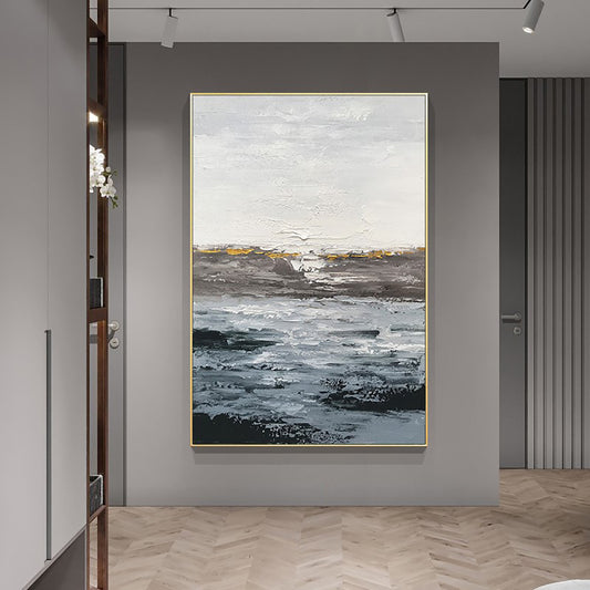 #910Knife Landscaple Oil Painting Northern Europe Light Luxury Style Home Decorative Picture Hand Panited Oil Painting,31inx47in,No Frame