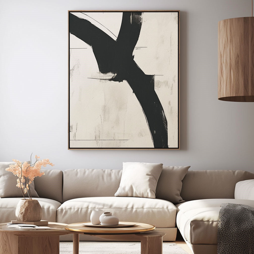 Handpainted Abstract Wall Art Painting Decorative Painting Aisle Corridor Mural Mooring Hanging Painting black 31inx47in,No Frame