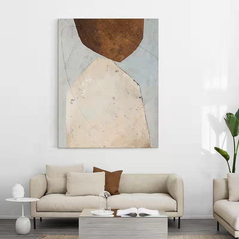 Modern Abstract Handpainted Living Room Decoration Painting Lucky Stone Sofa Background Wall Japanese Abject Style Corridor,31inx47in,No Frame