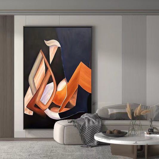Pure Hand painted Oil Painting Living Room Floor Large Abstract Decorative Painting Abstract Figure Art Painting,31inx47in,No Frame