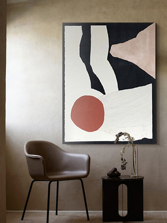 Hand Painted Abstract Oil Painting Black And White Modern Wall Art On Canvas Living Room Hotel,31inx47in,No Frame