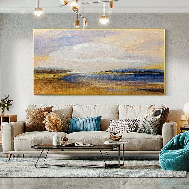 Pure Hand painted Abstract Living Room Wall Decoration Hanging Picture Bedroom Bedside Art Canvas Painting Rimless,27inx54in,No Frame