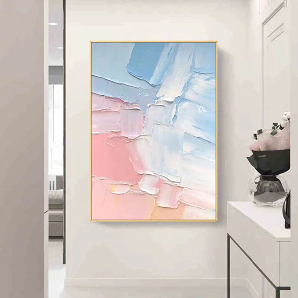 Large Wall Art Bright Abstract Painting Thick Oil Canvas Painting Hand Painted Abstract Artwork Living Room,31inx47in,No Frame