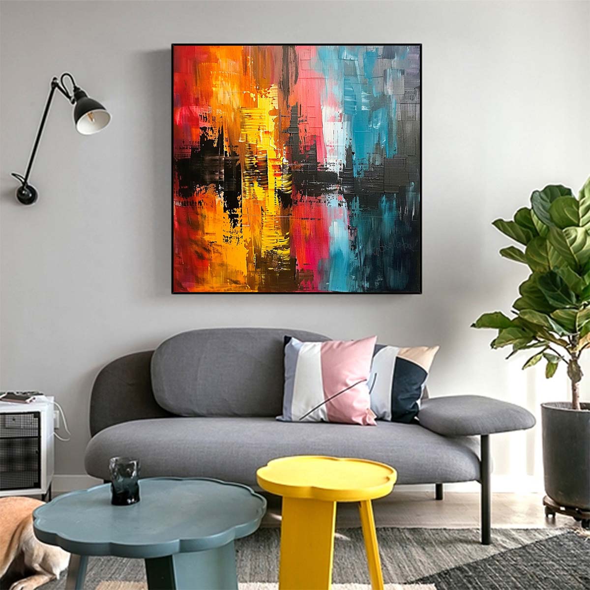 Abstract Handmade Oil Painting Modern Minimalist Home Living Room Decoration Painting,31inx31in,No Frame