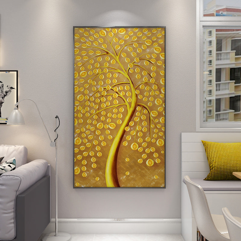 European Oil Painting Hand-Painted Late Autumn Tree-Lined Trail Scenery Decorative Painting Living Room Entrance Background Wall27inx54in,No Frame