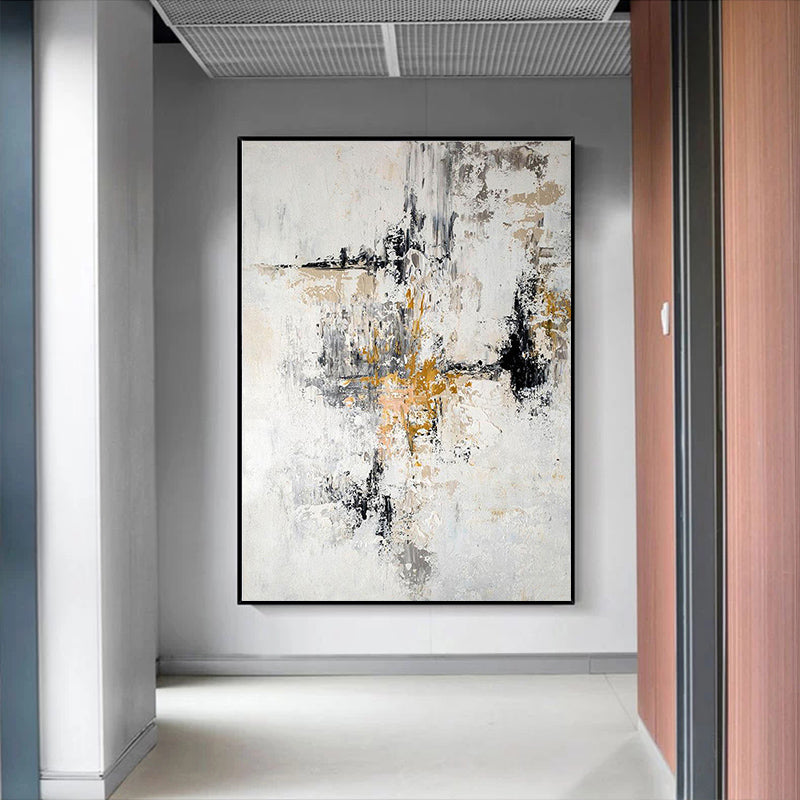 Hot Selling Art Large Size Abstract Golden Beige Oil on Canvas Wall Mural Living Room,31inx47in,No Frame
