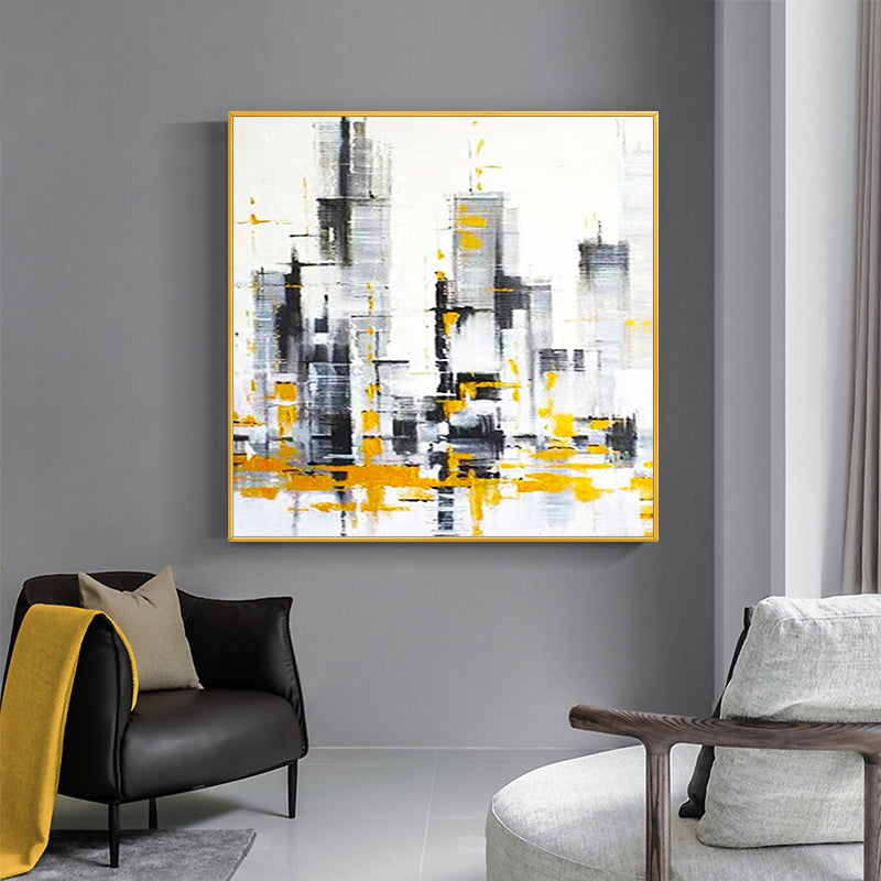 Pure Hand painted Decorative Painting City Scenery Entrance Living Room Bedroom Modern Canvas Painting,31inx31in,No Frame