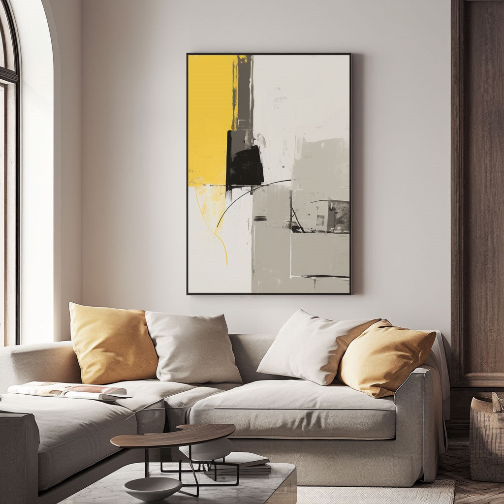 Handpainted Abstract Wall Art Painting Decorative Painting Aisle Corridor Mural Mooring Hanging Paintingblackyellow1inx47in,No Frame