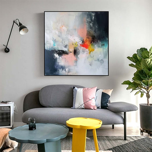 Abstract Handmade Oil Painting Modern Minimalist Home Living Room Decoration Painting,31inx31in,No Frame