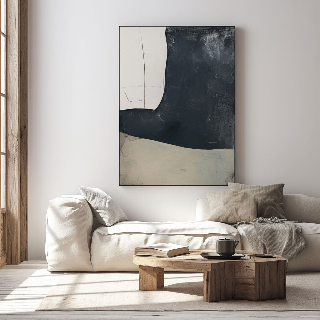 Handpainted Abstract Wall Art Painting Decorative Painting Aisle Corridor Mural Mooring Hanging Paintingblackwhite1inx47in,No Frame