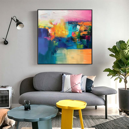 Abstract Handmade Oil Painting Modern Minimalist Home Living Room Decoration Painting,31inx31in,No Frame