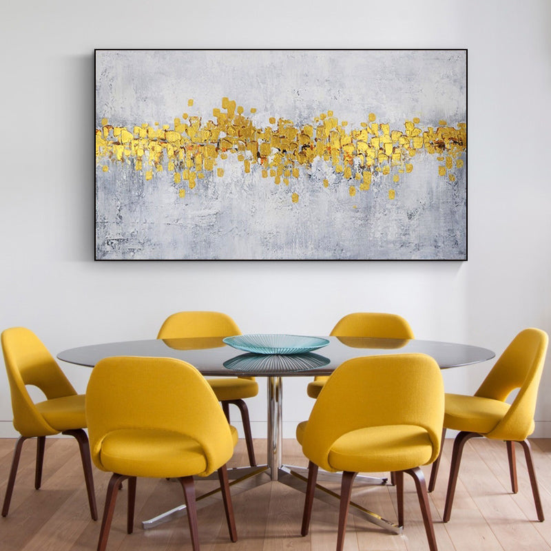 #290Abstract Canvas Art Decorative Painting Hand Painted Oil Painting for Living Room Wall Customized Golden Painting,27inx54in,No Frame