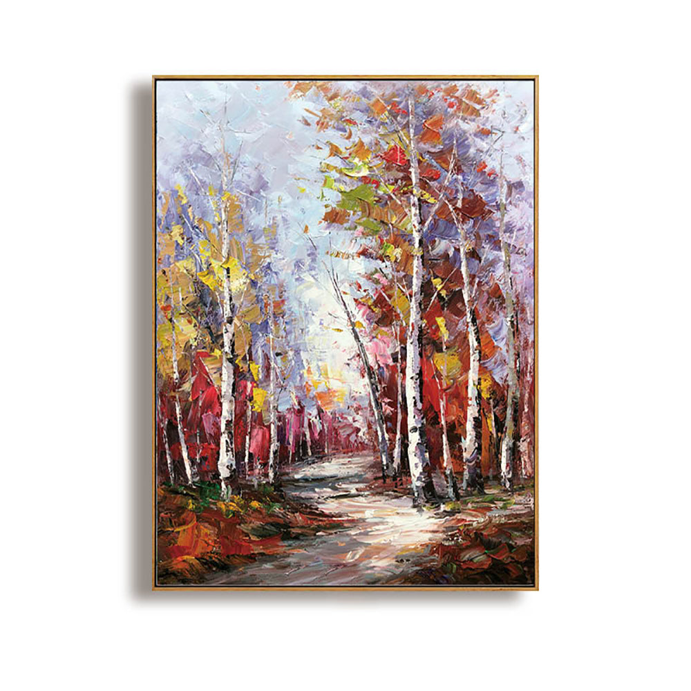 Hand Painted Oil Painting Texutre On Canvas Birch Trees Modern Wall Art Oil Paintings Handmade Living