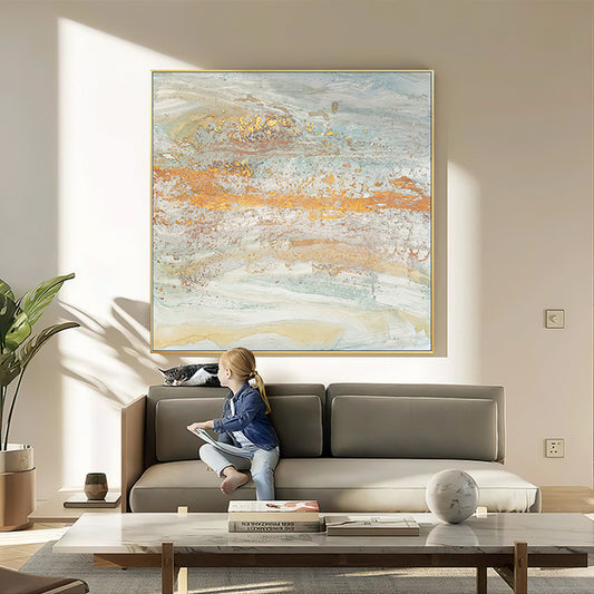Newest Abstract Gold Paintings  Handmade Acrylic Canvas Modern Wall Decor Art Wall Unframe Decor,31inx31in,No Frame