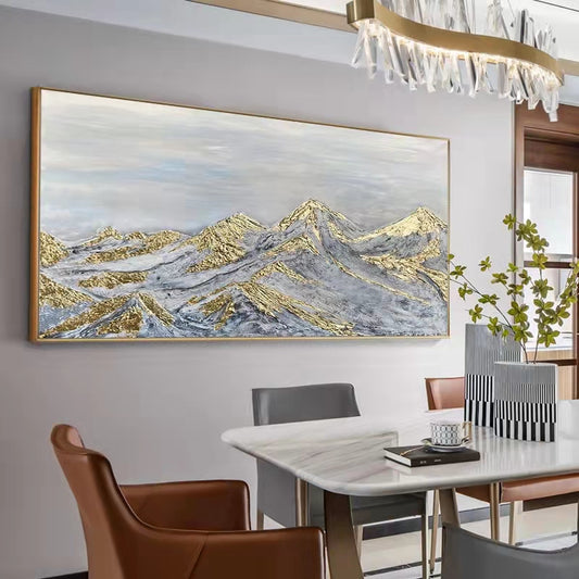 Original Hand painted Oil Painting Jinshan Gold Foil Hanging Painting Living Room Sofa Background Wall Canvas,27inx54in,No Frame
