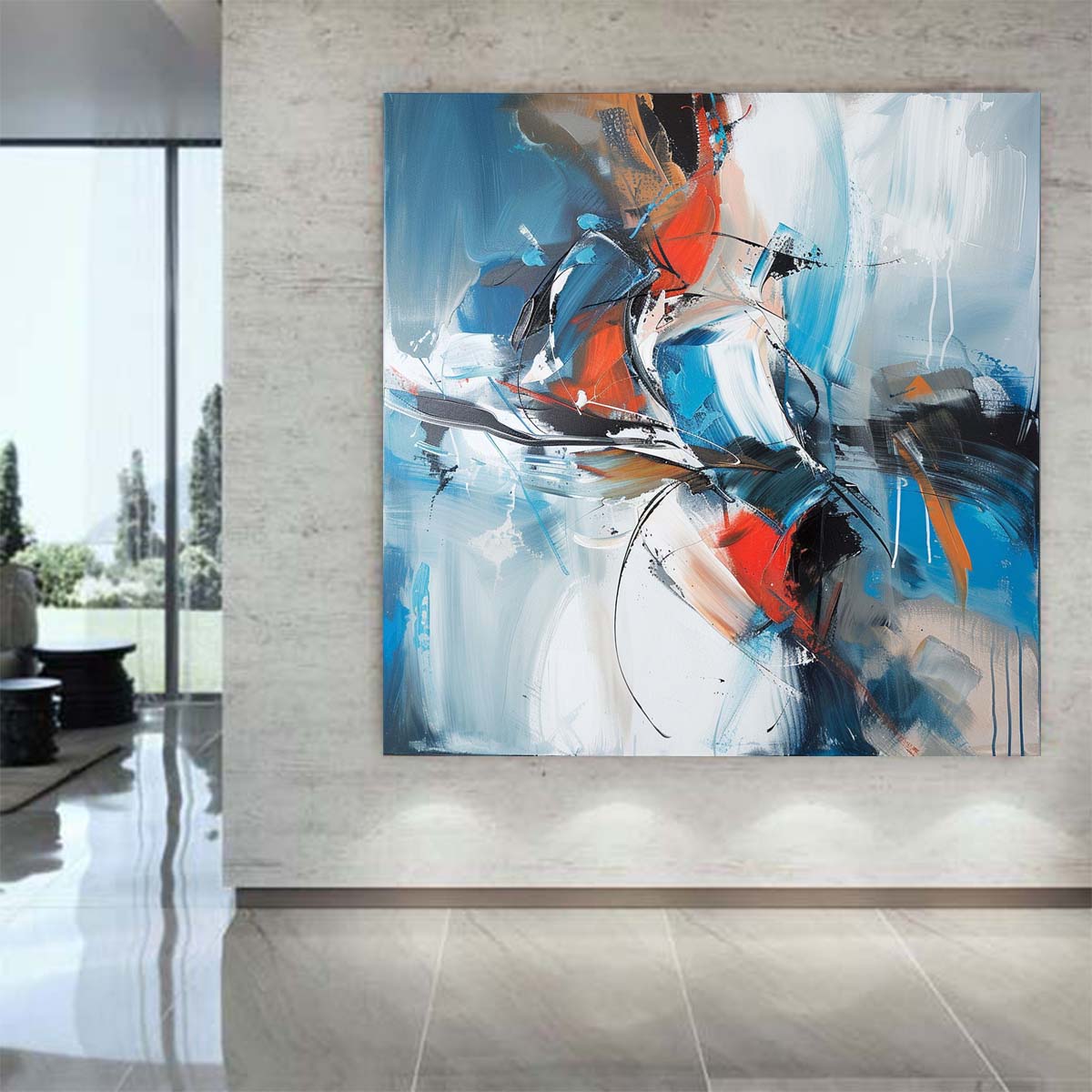 Abstract Handmade Oil Painting Modern Minimalist Home Living Room Decoration Painting,31inx31in,No Frame