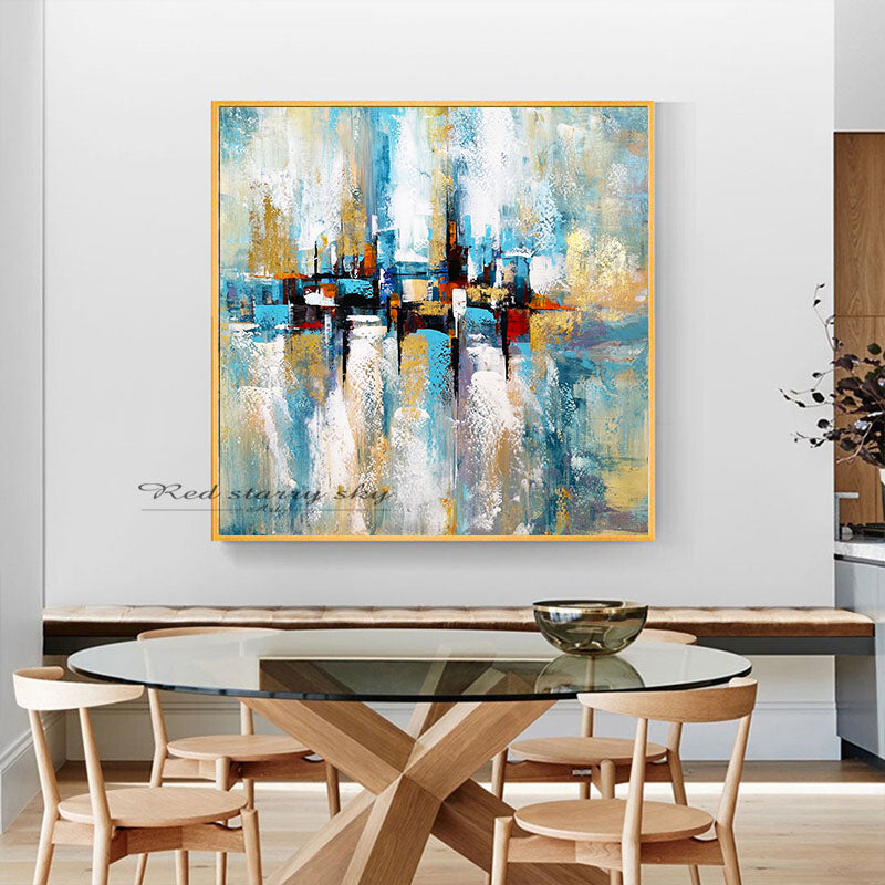 Pure Hand painted Canvas Oil Painting Handmade Color Abstract Painting Living Room Wall Painting Home Decoration,31inx31in,No Frame