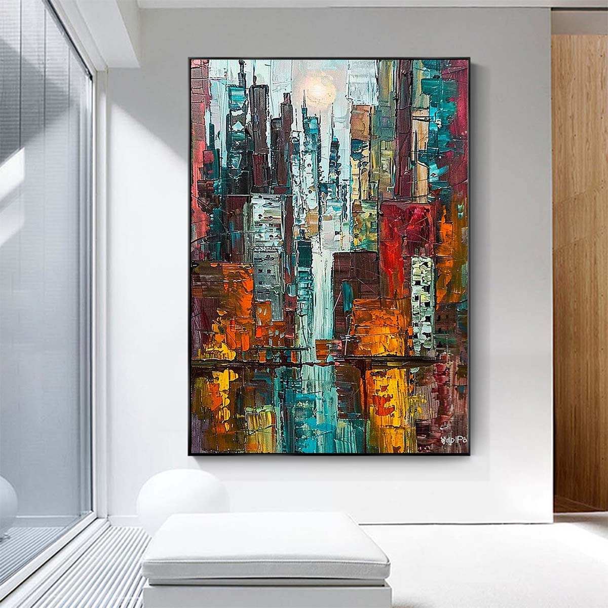 Original creation City Hand painted Oil Painting Canvas Wall Art For Home Living Room Unframed/Rolled #023