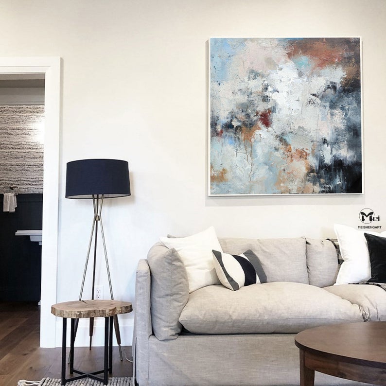 OriginalAbstractPaintingGreyandBeigeWallArtBrownPaintingTextureCanvasWallPaintingContemporaryPainting 31in,No Frame