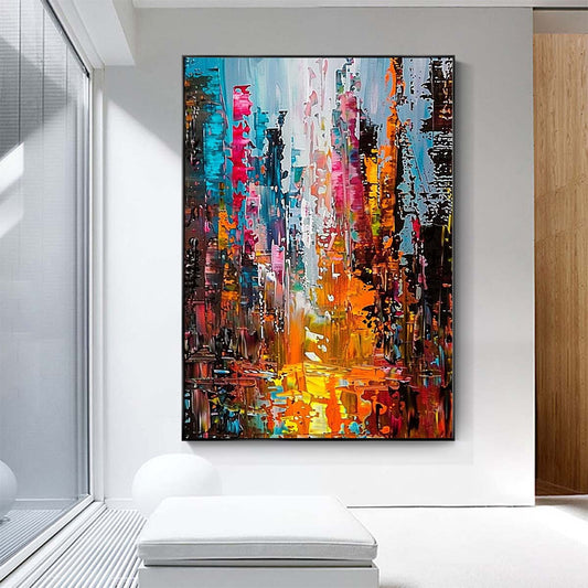 Original creation City Hand painted Oil Painting Canvas Wall Art For Home Living Room Unframed/Rolled #037