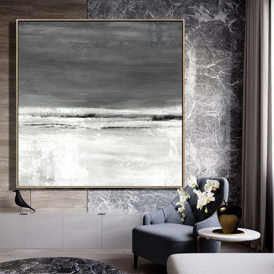 BlackWhiteAbstractPaintingMinimalistLargeCanvasArtBlackAndWhiteWallArtAbstractOilPainting 31in,No Frame