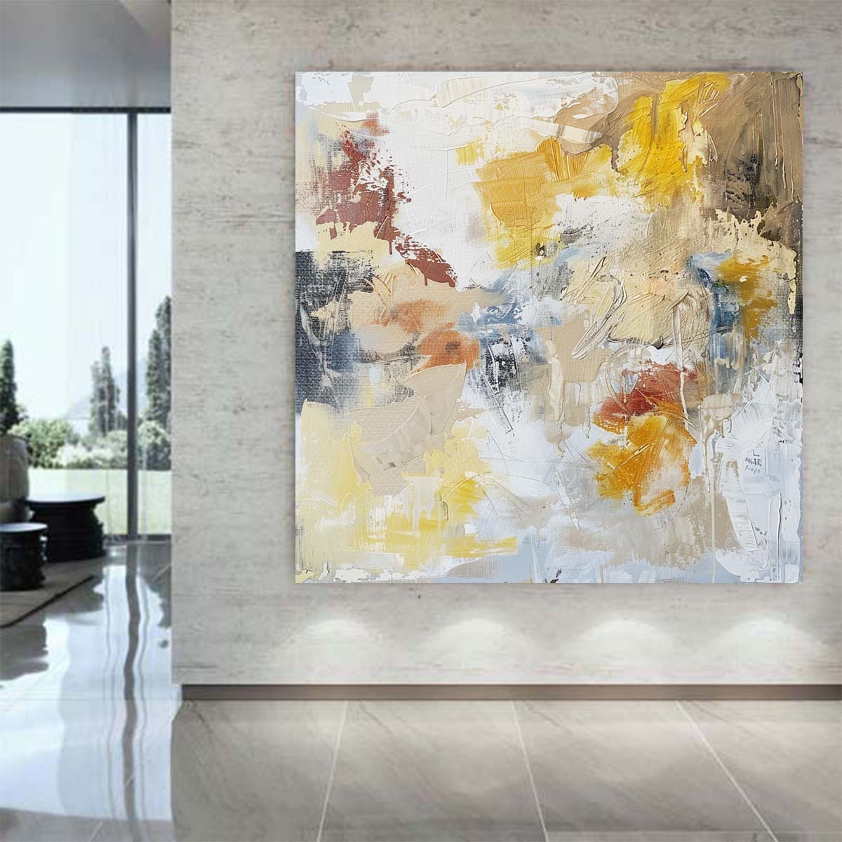 Abstract Handmade Oil Painting Modern Minimalist Home Living Room Decoration Painting,31inx31in,No Frame