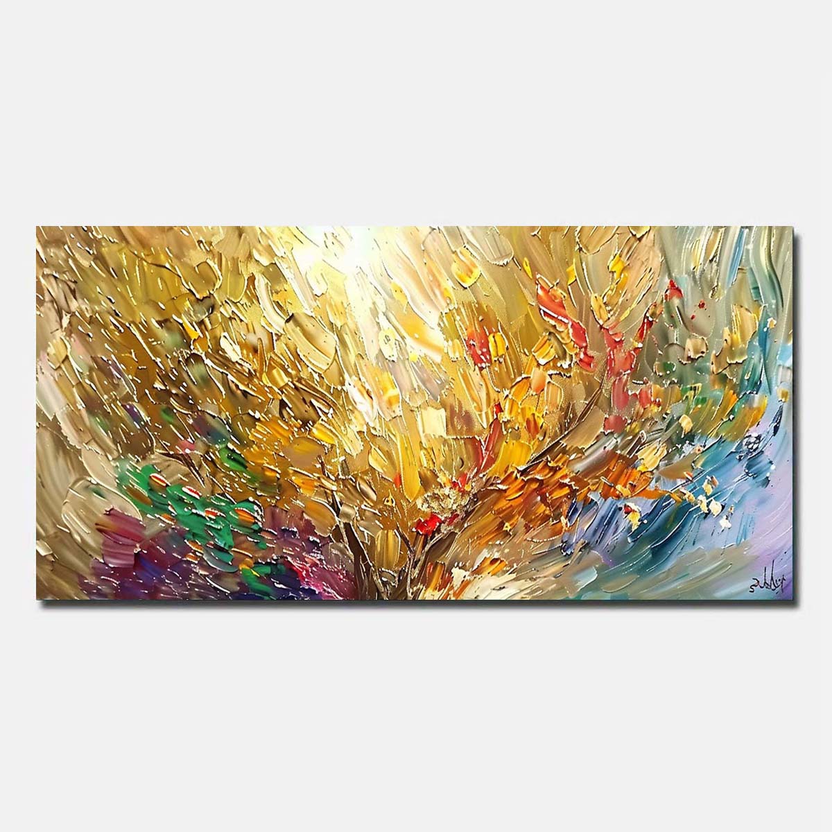 Golden Tree Abstract Hand Painted Oil Painting On Canvas Modern Wall Art Unframed/Rolled