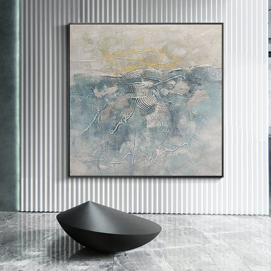 Handpainted Oil Painting On Canvas New Handmade Abstract White Yellow Grey Wall Art Picture Home,31inx31in,No Frame