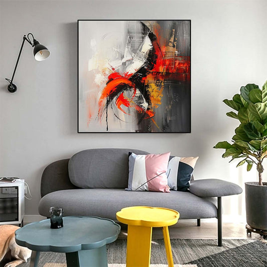 Abstract Handmade Oil Painting Modern Minimalist Home Living Room Decoration Painting,31inx31in,No Frame 3