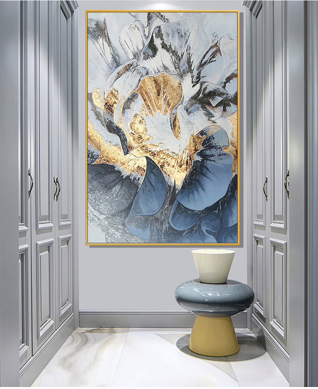 Canvas Hot Sale Artwork  Handmade Abstract Flowers Oil Painting Wall Art Wedding Decor  Living Room,31inx47in,No Frame