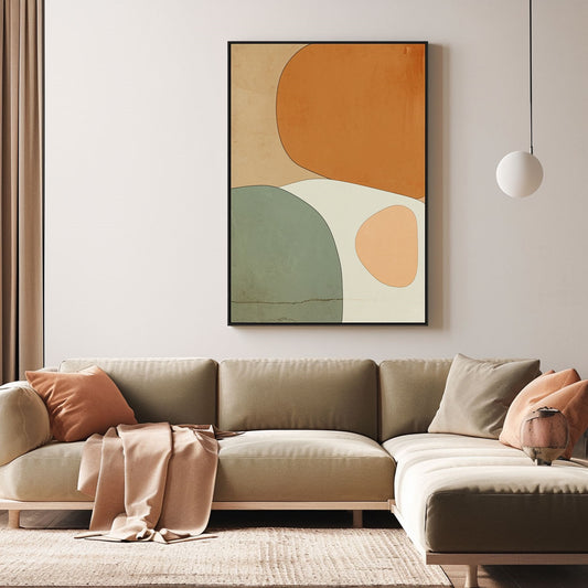 Handpainted Abstract Wall Art Painting Decorative Painting Aisle Corridor Mural Mooring Hanging Painting green orange 31inx47in,No Frame