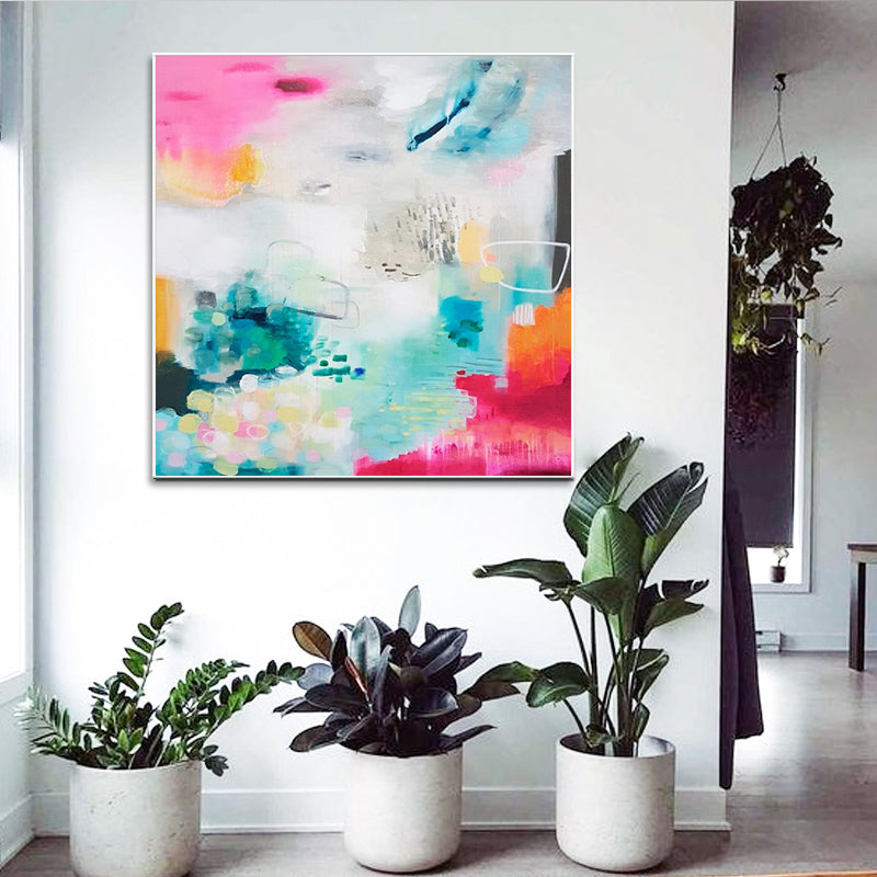 Abstract Oil Painting Hand painted Oil Painting Abstract Yellow Canvas Oil Ppainting Modern Home Decoration Art Oil Painting,31inx31in,No Frame