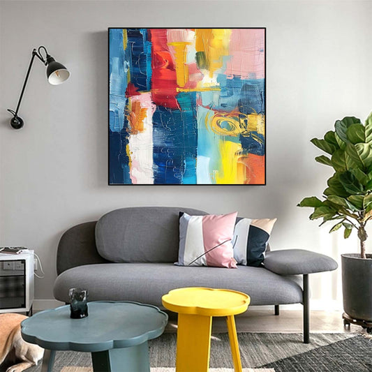 Abstract Handmade Oil Painting Modern Minimalist Home Living Room Decoration Painting,31inx31in,No Frame