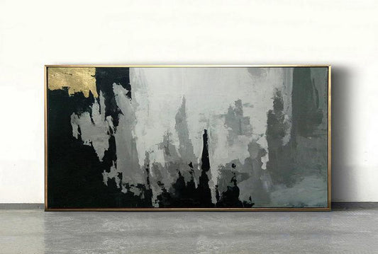 Black And Gray Abstract Painting Oil Painting Abstract Large Wall Art Painting Abstract Canvas Painting Acrylic Hand Art27inx54in,No Frame