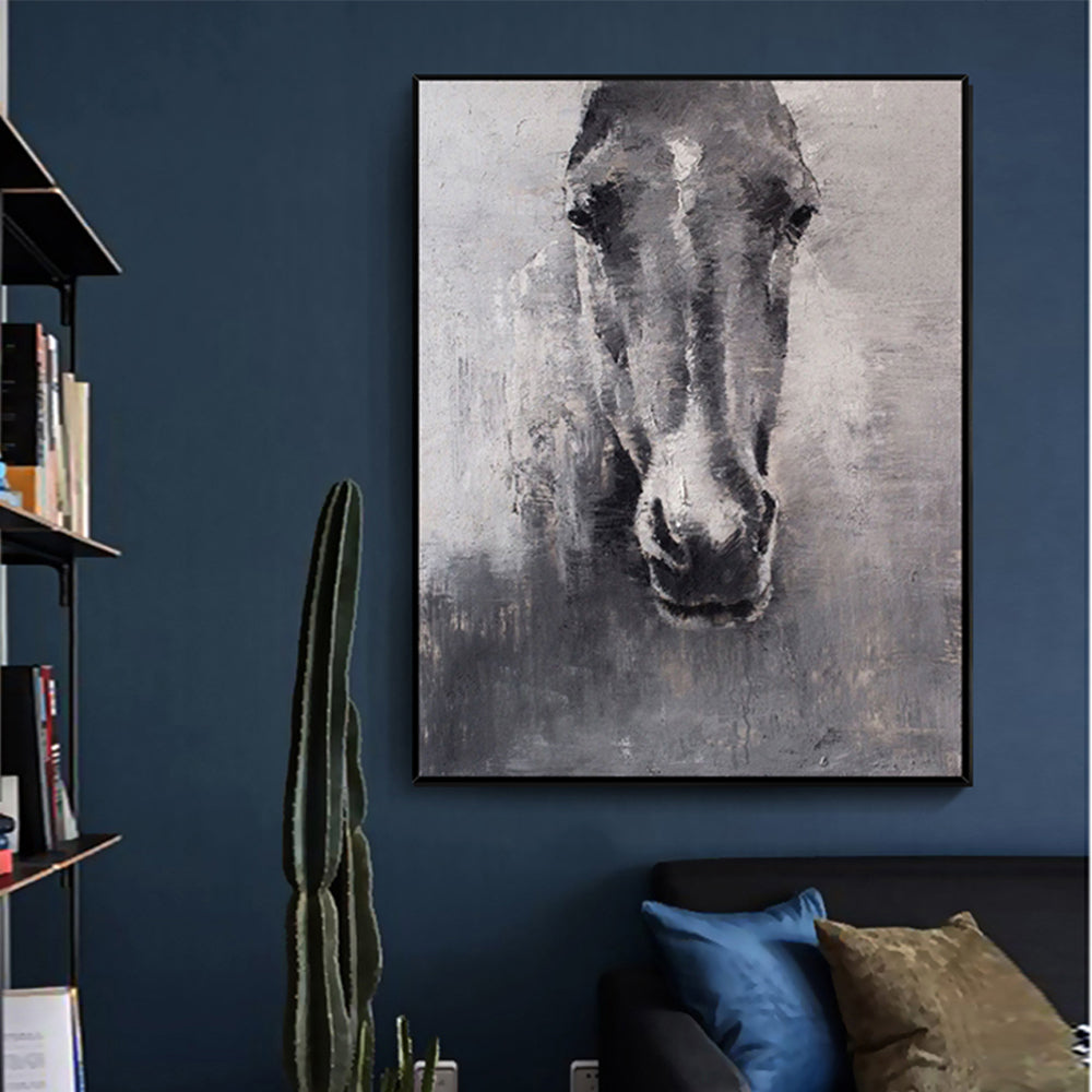 Handmade Oil Painting Abstract Horse Paintings On Canvas Modern Home Wall Art Decoration Animal Painting Hand,31inx47in,No Frame
