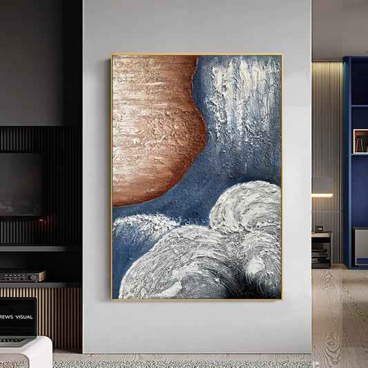 Handmade Abstract Oil Painting Modern Wall Art On Canvas Minimalist Thick Texture Luxury Mural For Living Room,31inx47in,No Frame
