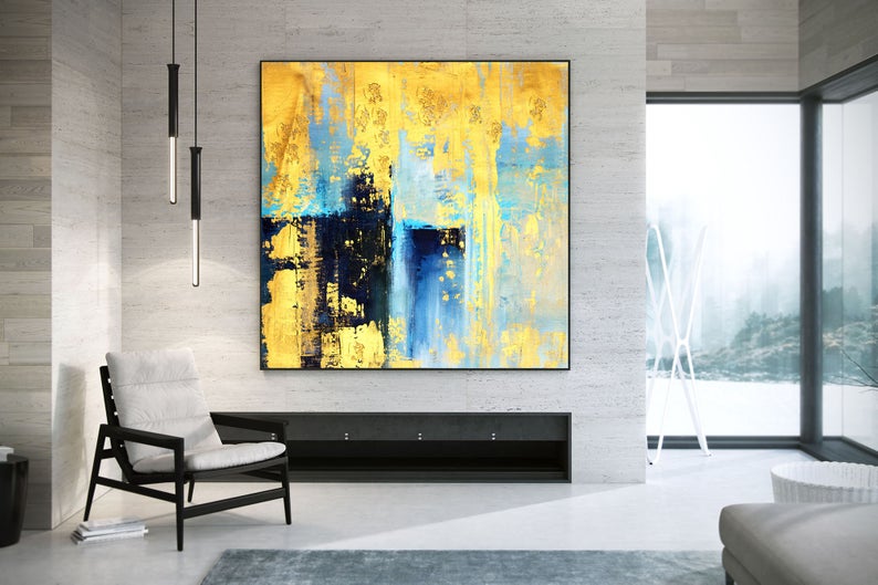 AbstractCanvasArtLargePaintingOnCanvasContemporaryWallArtOriginalOversizePaintingWallPaintingRoom 31in,No Frame