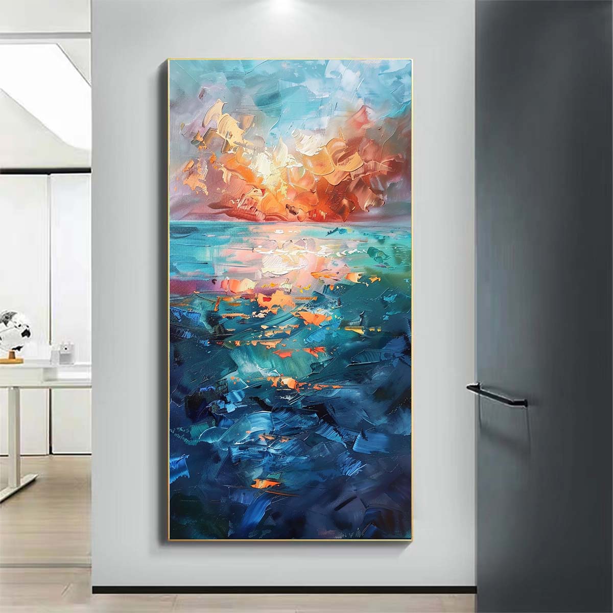 Landscape Paintings Abstract Handmade Oil Painting Modern Home Living Room Decoration Painting,27inx54in,No Frame