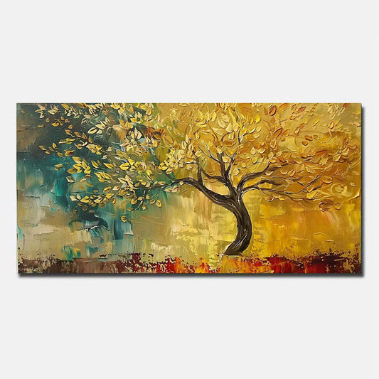 Hand Painted Oil Painting On Canvas Golden Tree Abstract Modern Wall Art Unframed/Rolled