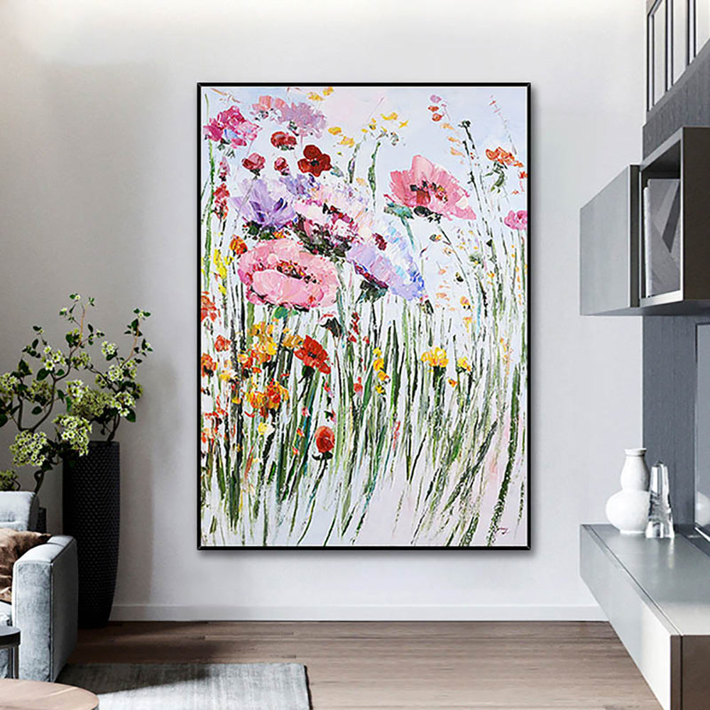 3D Abstract Flower Oil Painting On Canvas Handmade Thick Oil Living Room Decoration Hand Painted Abstract For Living Room,31inx47in,No Frame