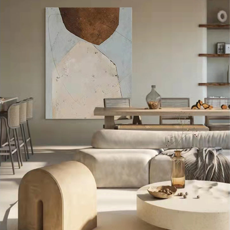Modern Abstract Handpainted Living Room Decoration Painting Lucky Stone Sofa Background Wall Japanese Abject Style Corridor,31inx47in,No Frame