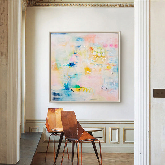 Hand painted Oil Painting Abstract Yellow Canvas Oil Ppainting Modern Home Decoration Art Oil Painting,31inx31in,No Frame