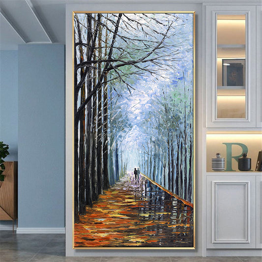 Hand Painted Canvas Oil Painting Abstract Landscape On Canvas Painting Handmade Thick Oil Paintings Mural,27inx54in,No Frame