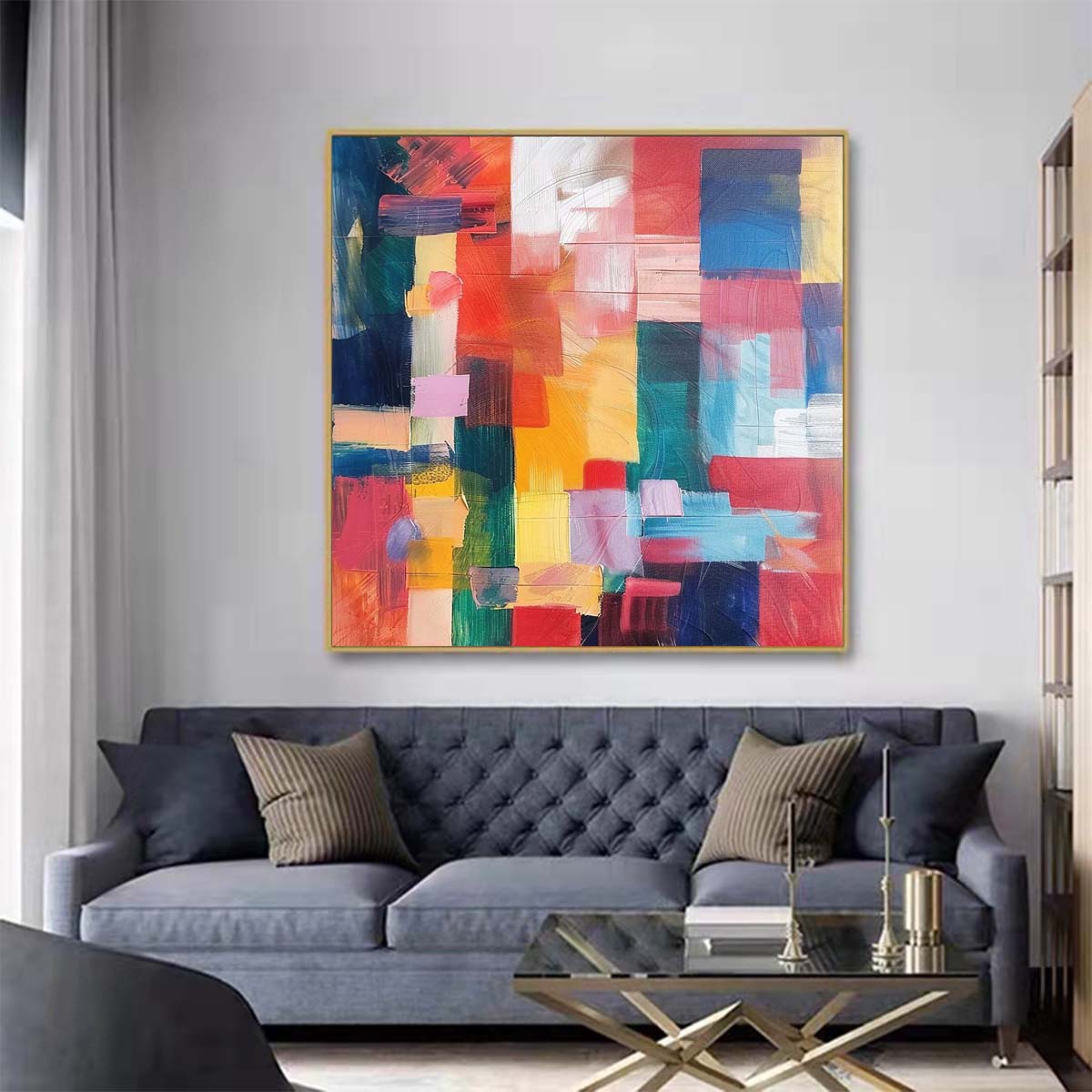 Abstract Handmade Oil Painting Modern Minimalist Home Living Room Decoration Painting,31inx31in,No Frame